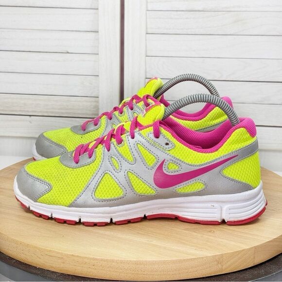 Nike Youth Revolution 2 Running Shoes Sneakers Volt Yellow Pink 6.5Y 555090-761 - Picture 3 of 11